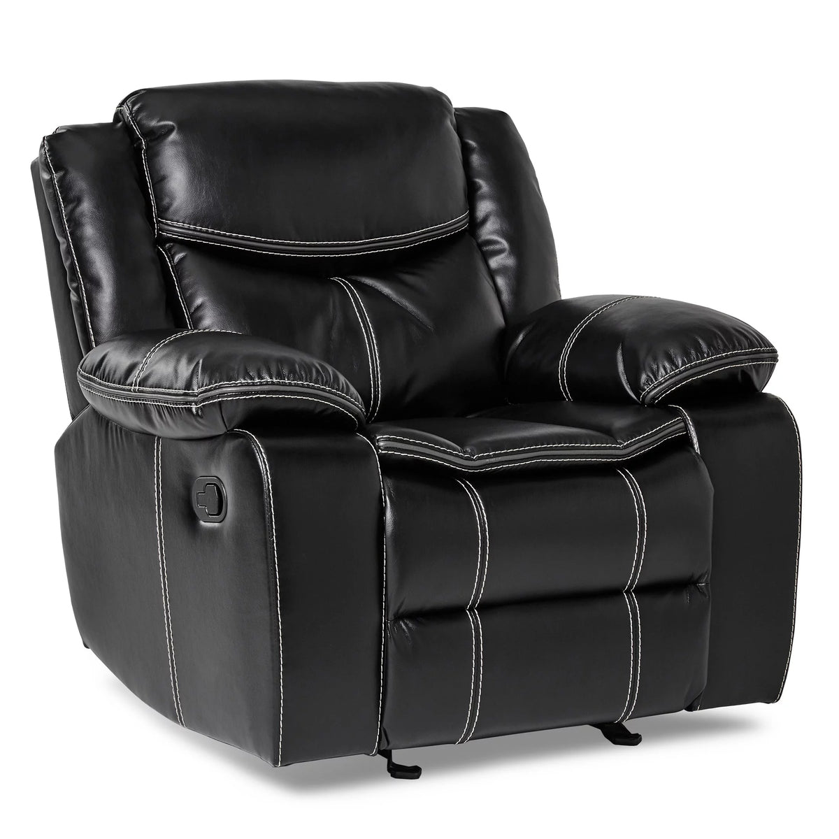 Black Faux Leather Upholstered Reclining Chair J960209