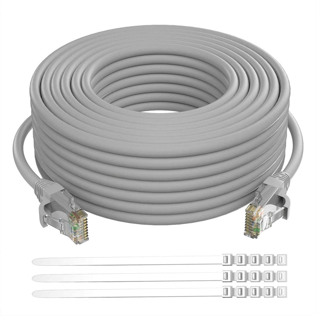 Cat6 Ethernet Cable 200 Feet Grey UTP RJ45 Internet Cable with 15 pcs Ties X5206
