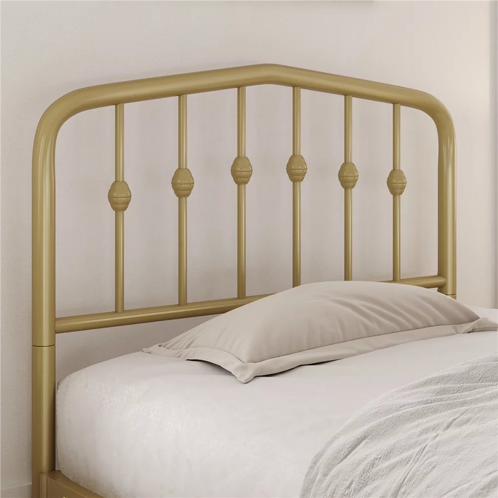 Queen Black Metal Platform Bed Frame with Arched Headboard S57876