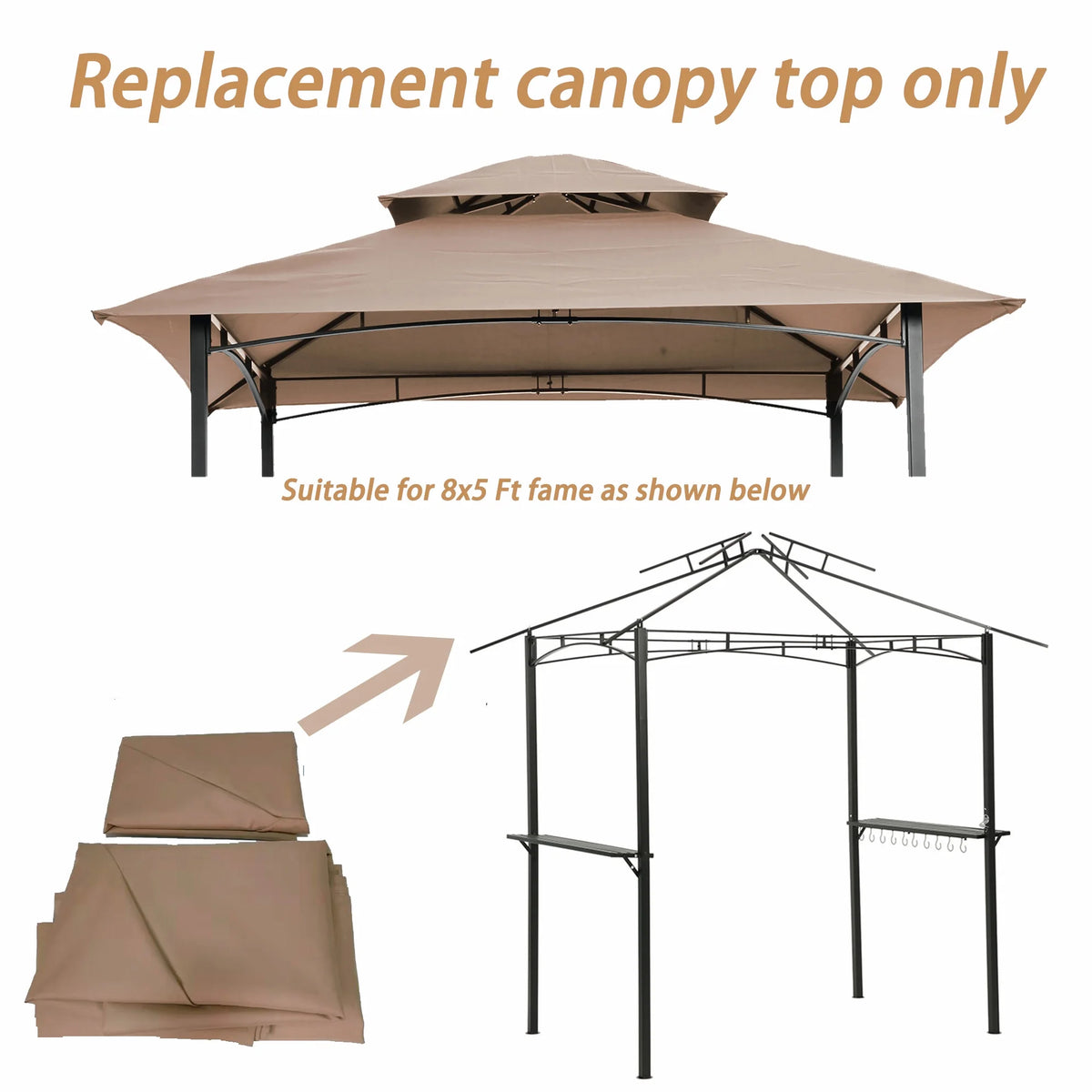 Beige Double Tier BBQ Tent Cover M3946