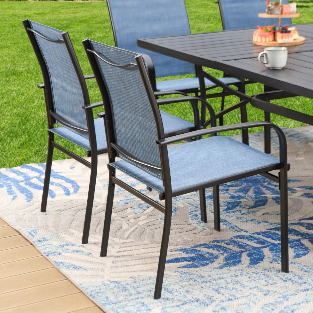 9-Piece Outdoor Patio Dining Set with Steel Table & Textilene Chairs S482902