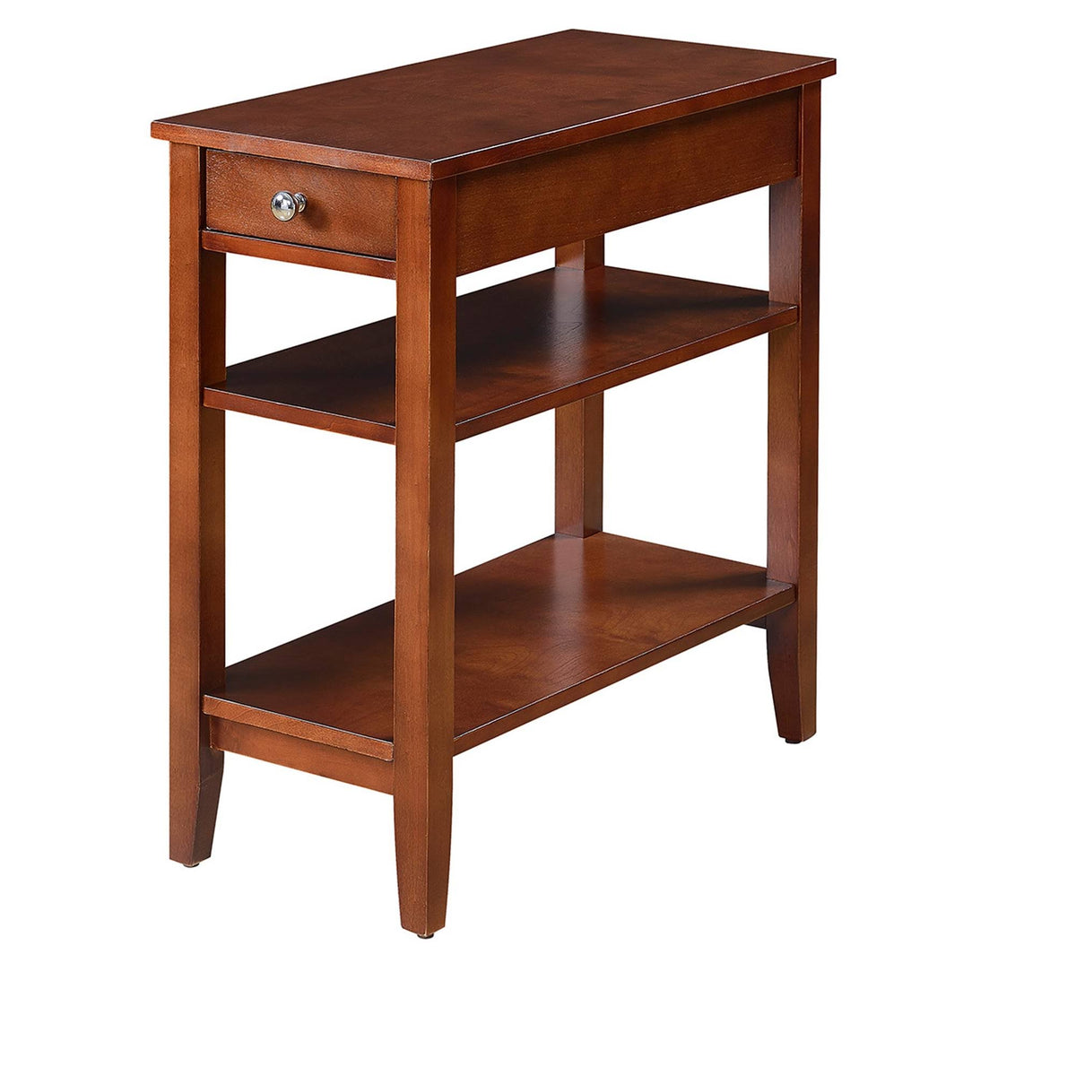 Three Tier End Table with Drawer Mahogany I2229