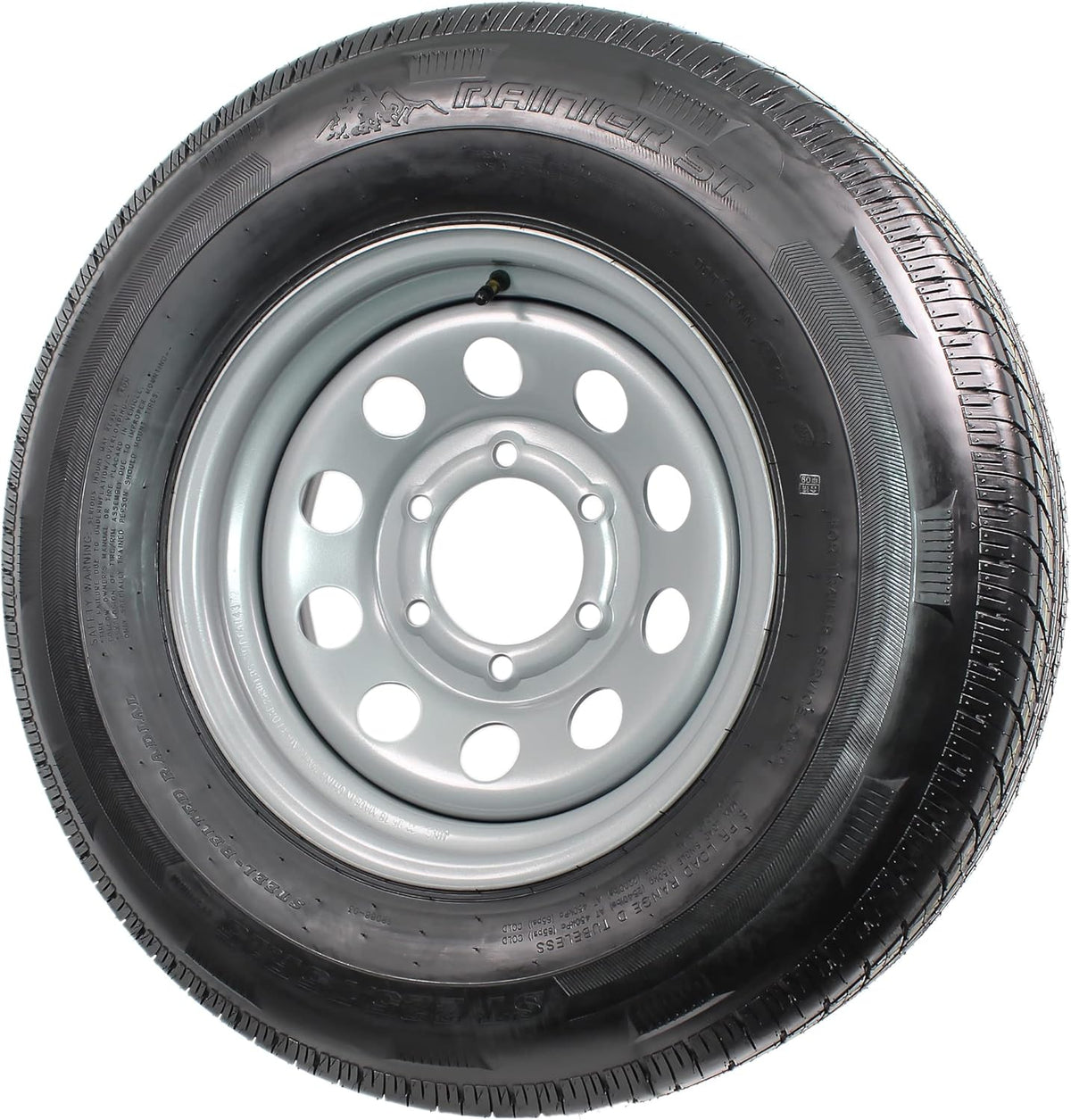 Radial Trailer Tire On Rim ST225/75R15 225/75-15 15 D 6 Lug Wheel Silver Modular L51690
