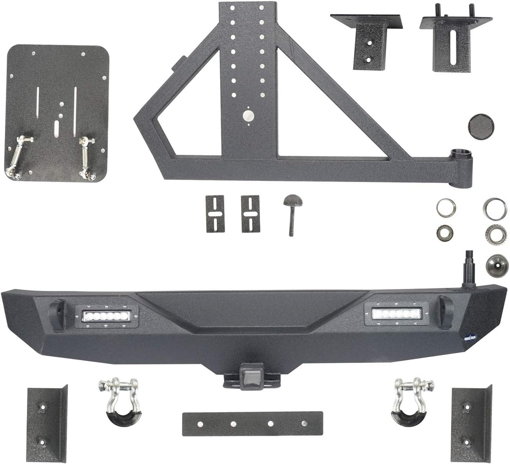 Rear Bumper with Spare Tire Carrier and 2 Receiver Hitches H15063