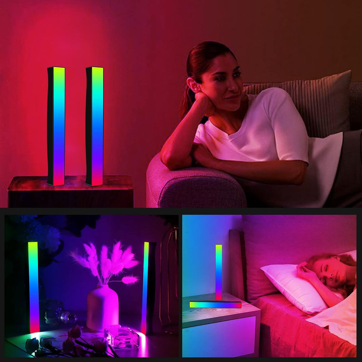 Battery Powered RGB Sound Control Rhythm Light Bar 2Pcs Q9566