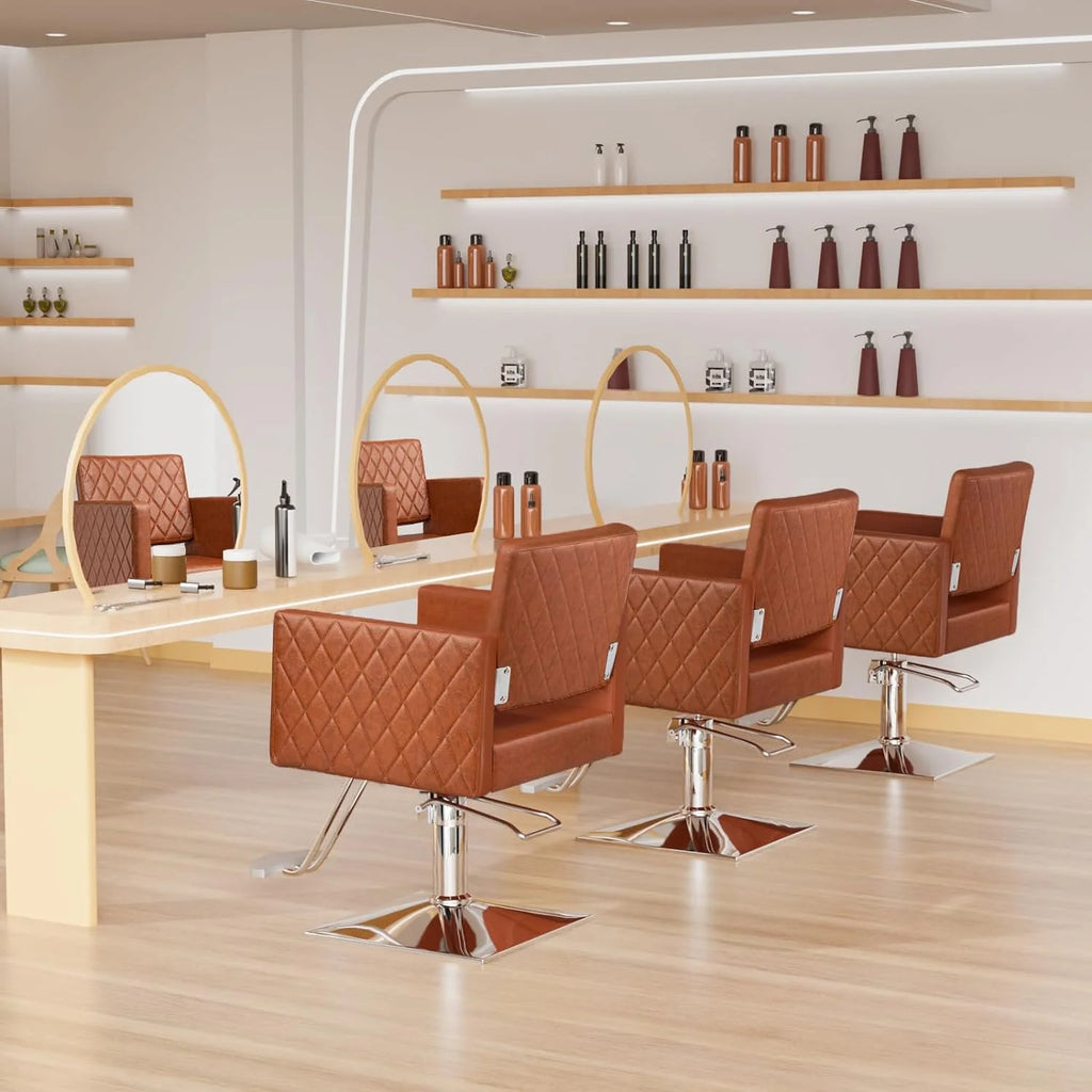 Brown Hydraulic Barber Chair with Aluminium Alloy Footrest Q2550