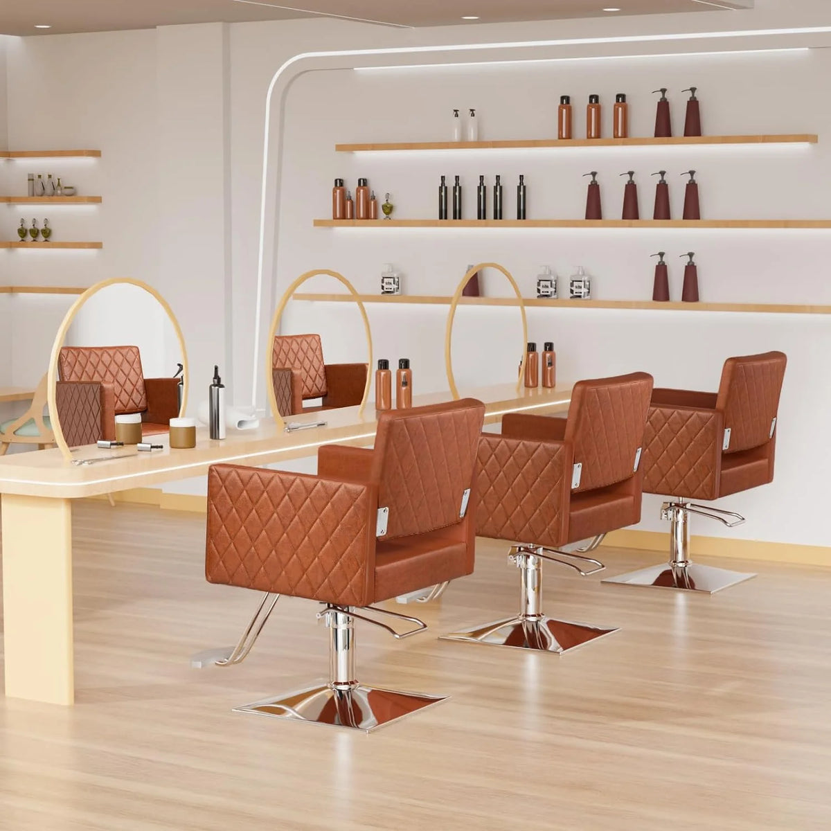 Brown Hydraulic Barber Chair with Aluminium Alloy Footrest Q2550