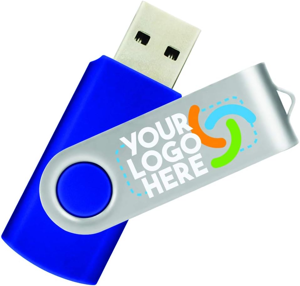 Blue Body/Silver Clip 500 Pack Custom USB Flash Drives E1409