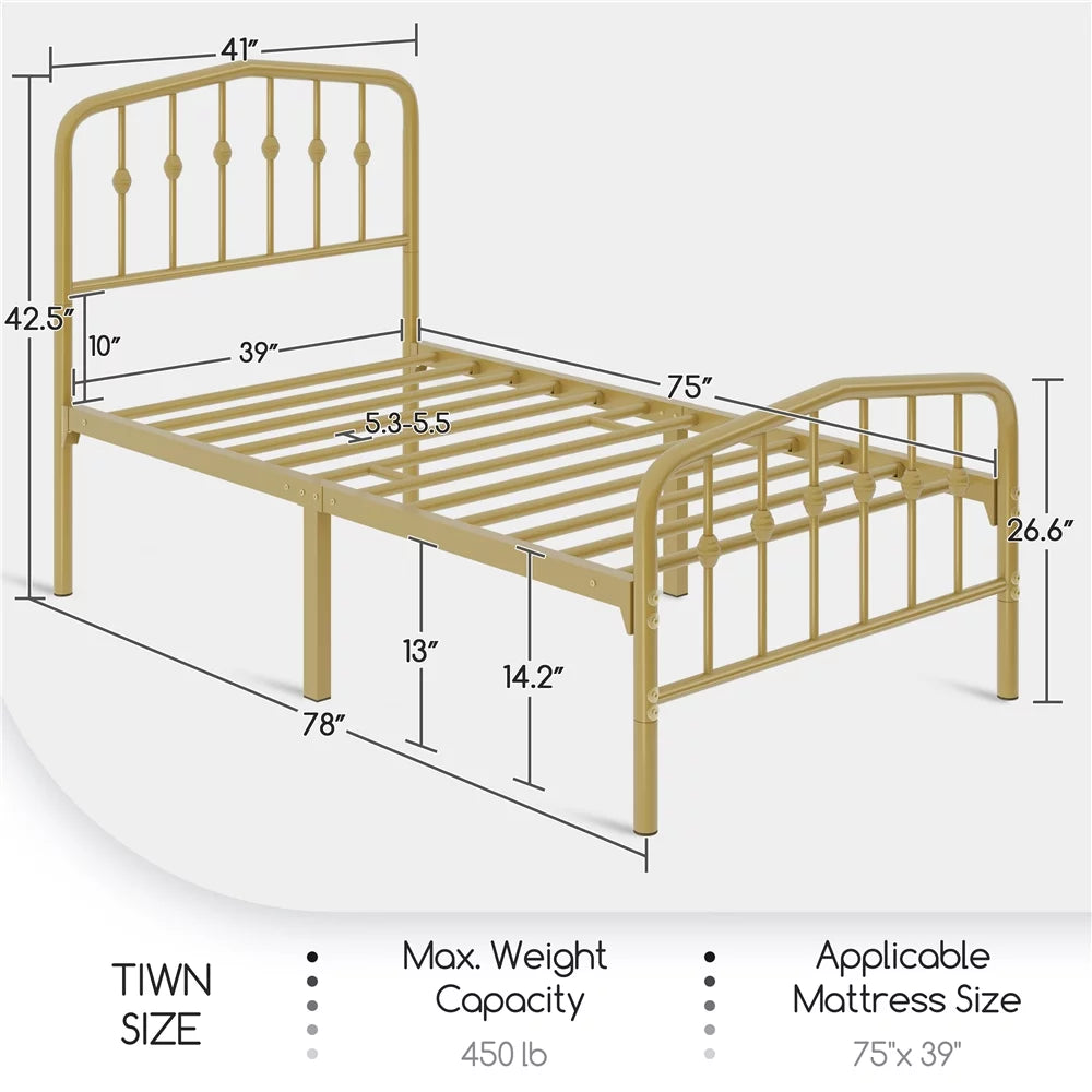 Queen Black Metal Platform Bed Frame with Arched Headboard S57876