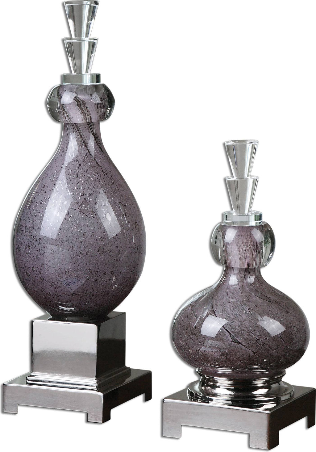 Purple Glass Bottles, Set of 2 F71768