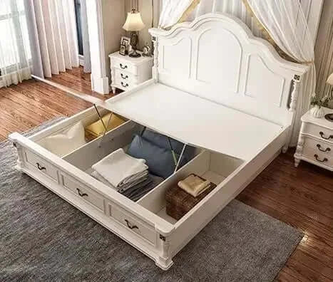 Wooden Bed with Storage and Bedside Tables L14002