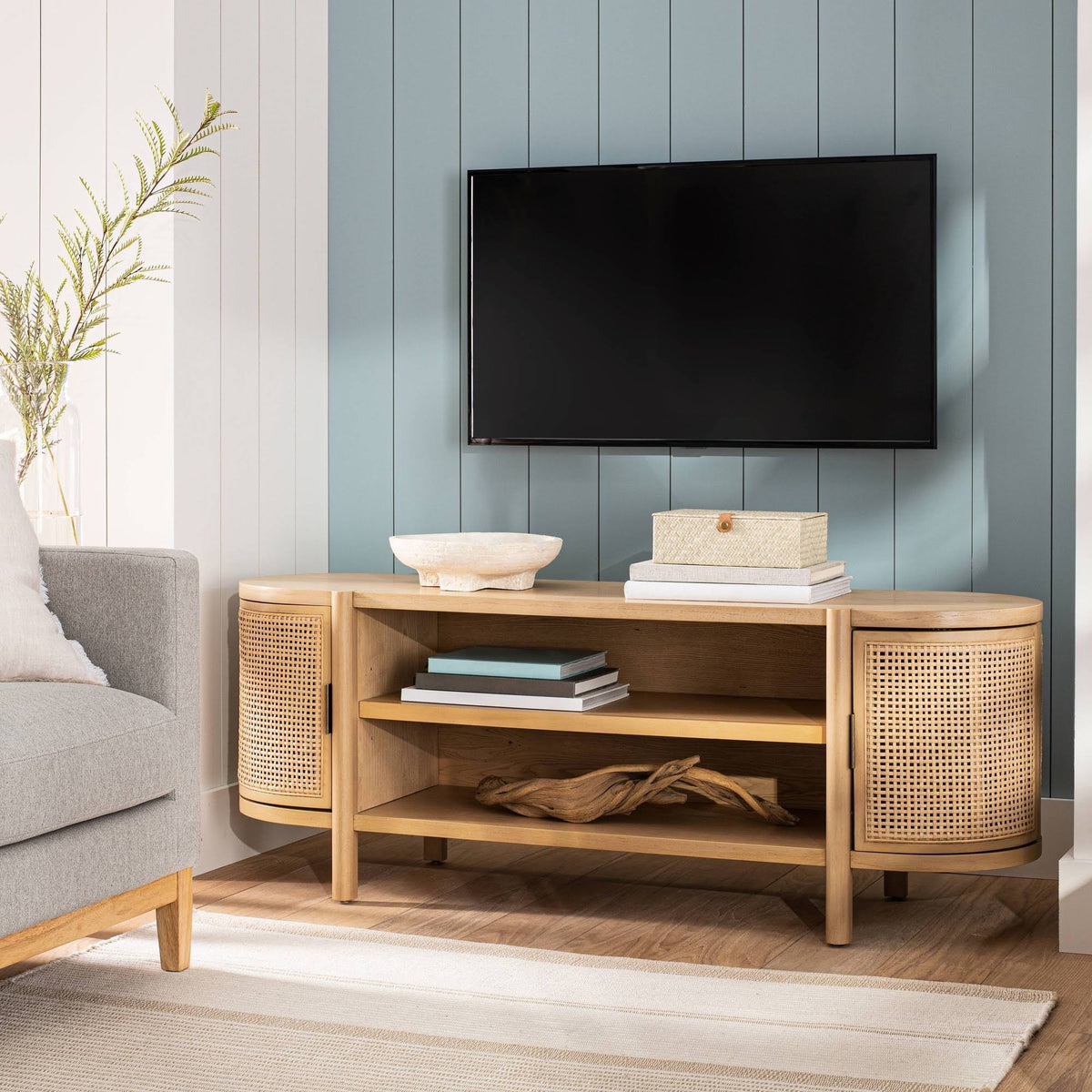 Natural Caned Door TV Stand F651579