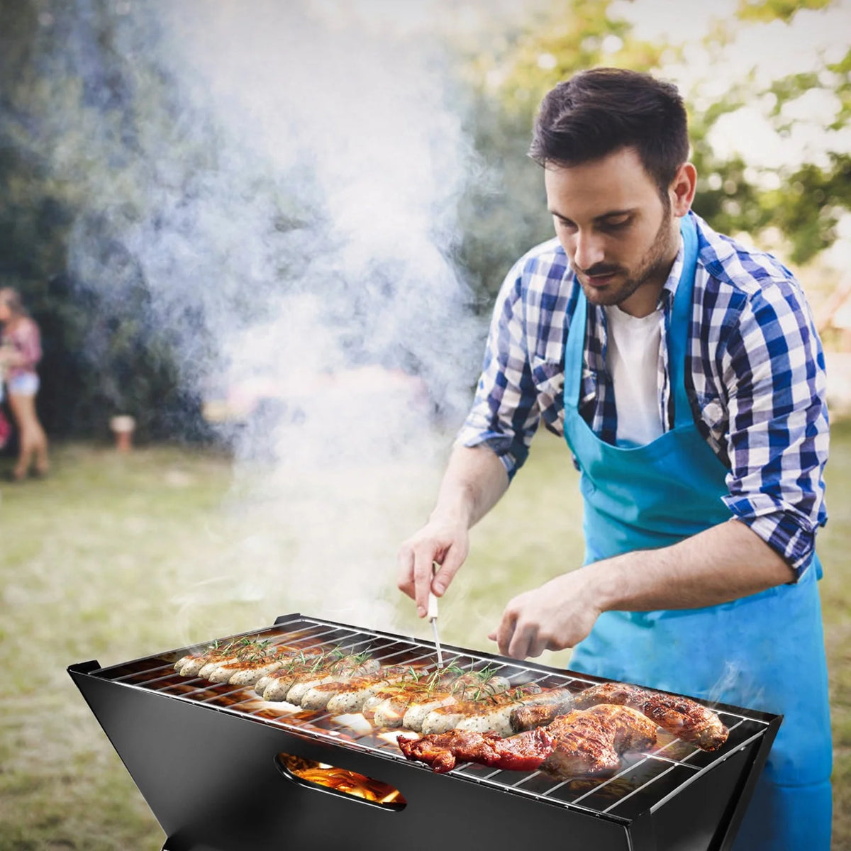 Foldable Charcoal Stainless Steel BBQ Grill V35557