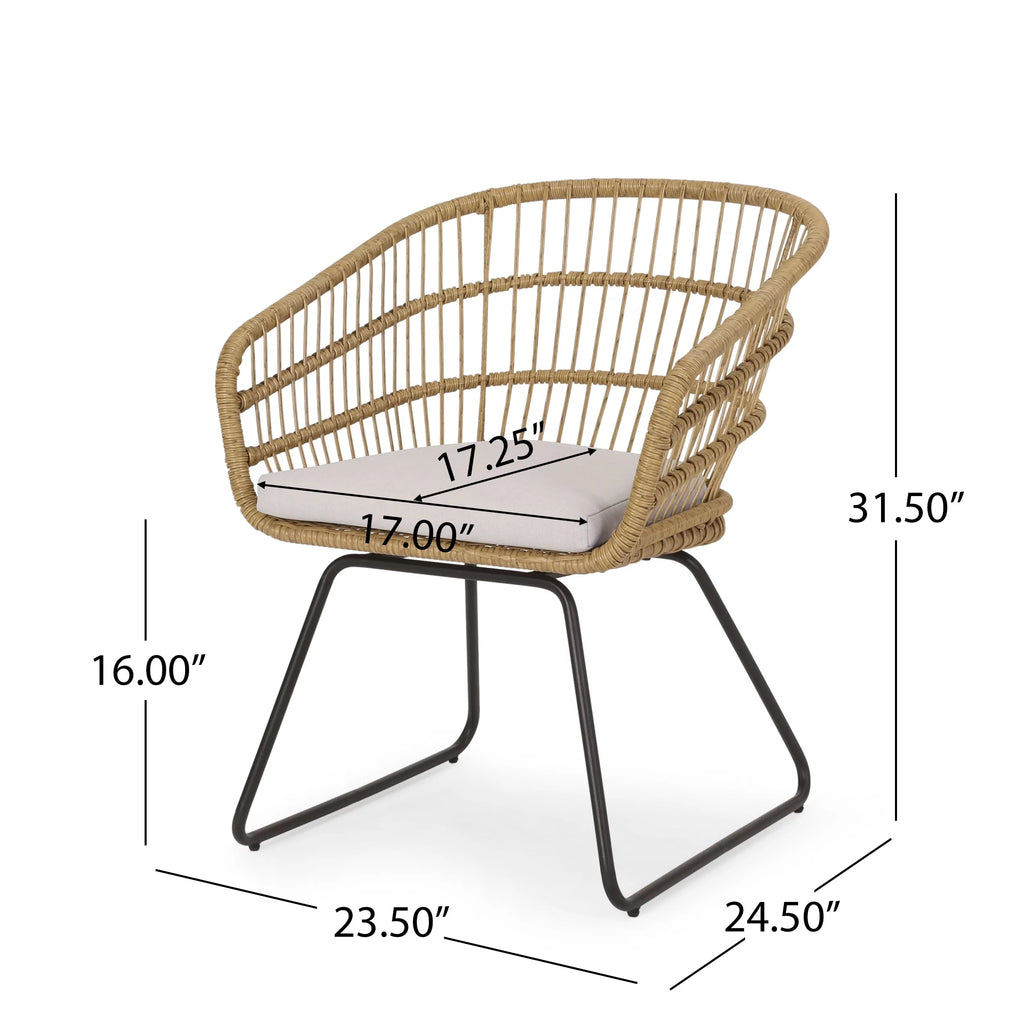 Wicker Outdoor Dining Chair with Cushion Set of 2 F119
