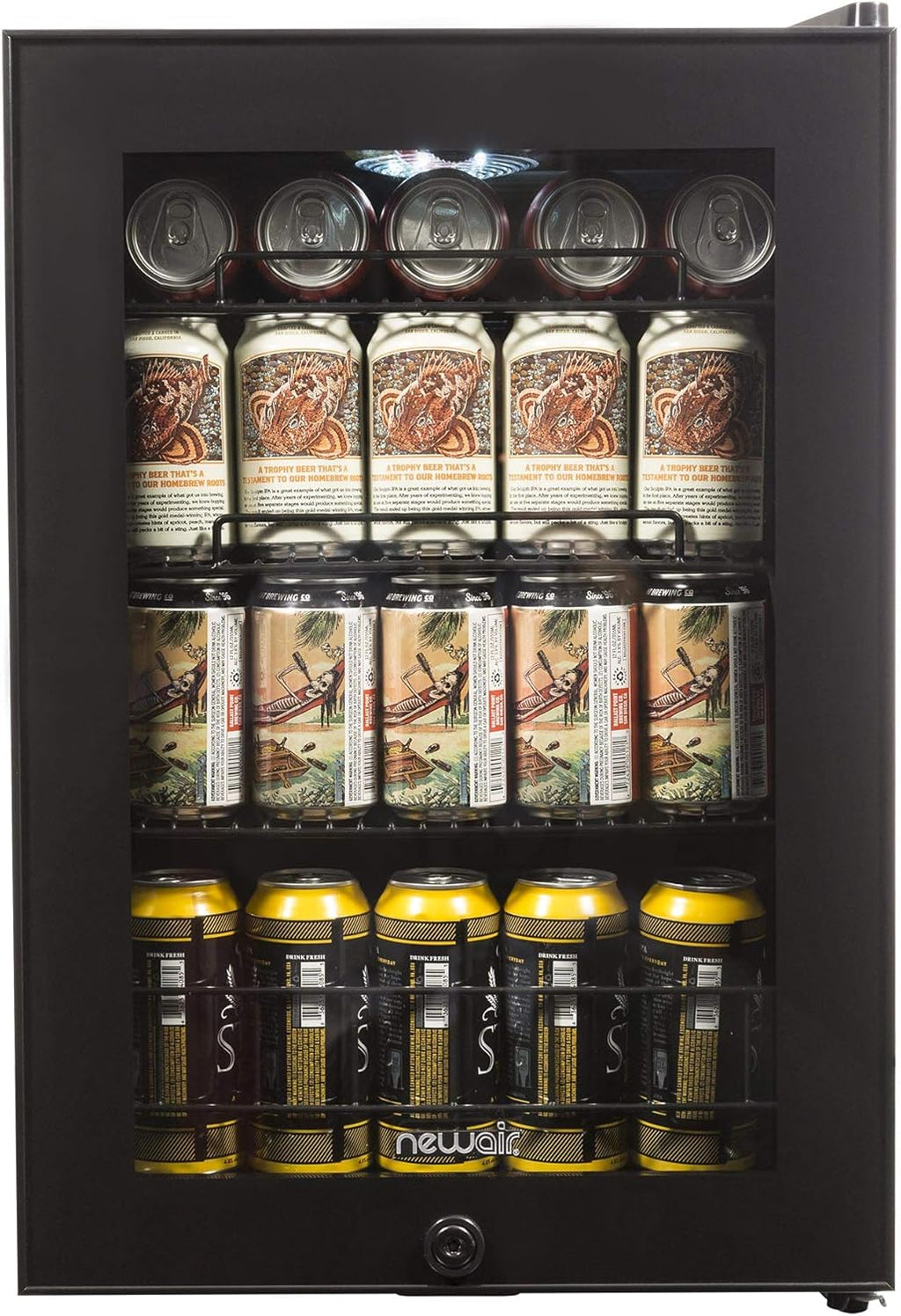 90 Can Capacity Beverage Refrigerator Cooler with Glass Door B660605