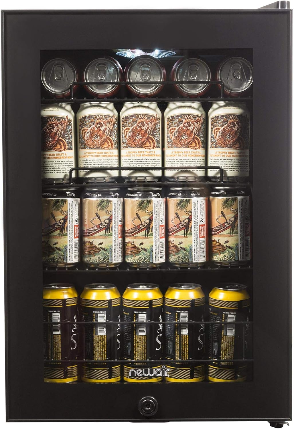 90 Can Capacity Beverage Refrigerator Cooler with Glass Door B660605