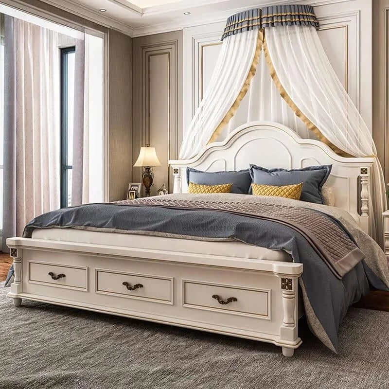 Wooden Bed with Storage and Bedside Tables L14002