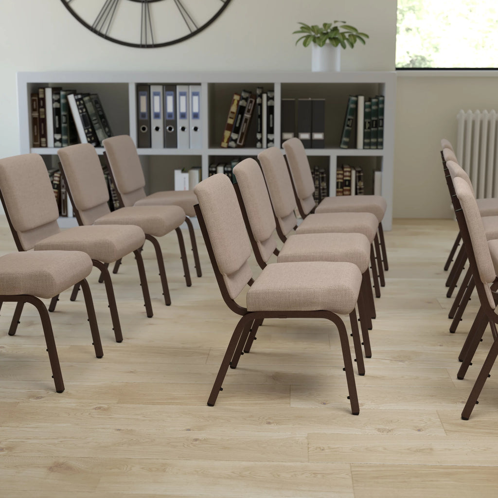 Beige Fabric Stacking Church Chair J100