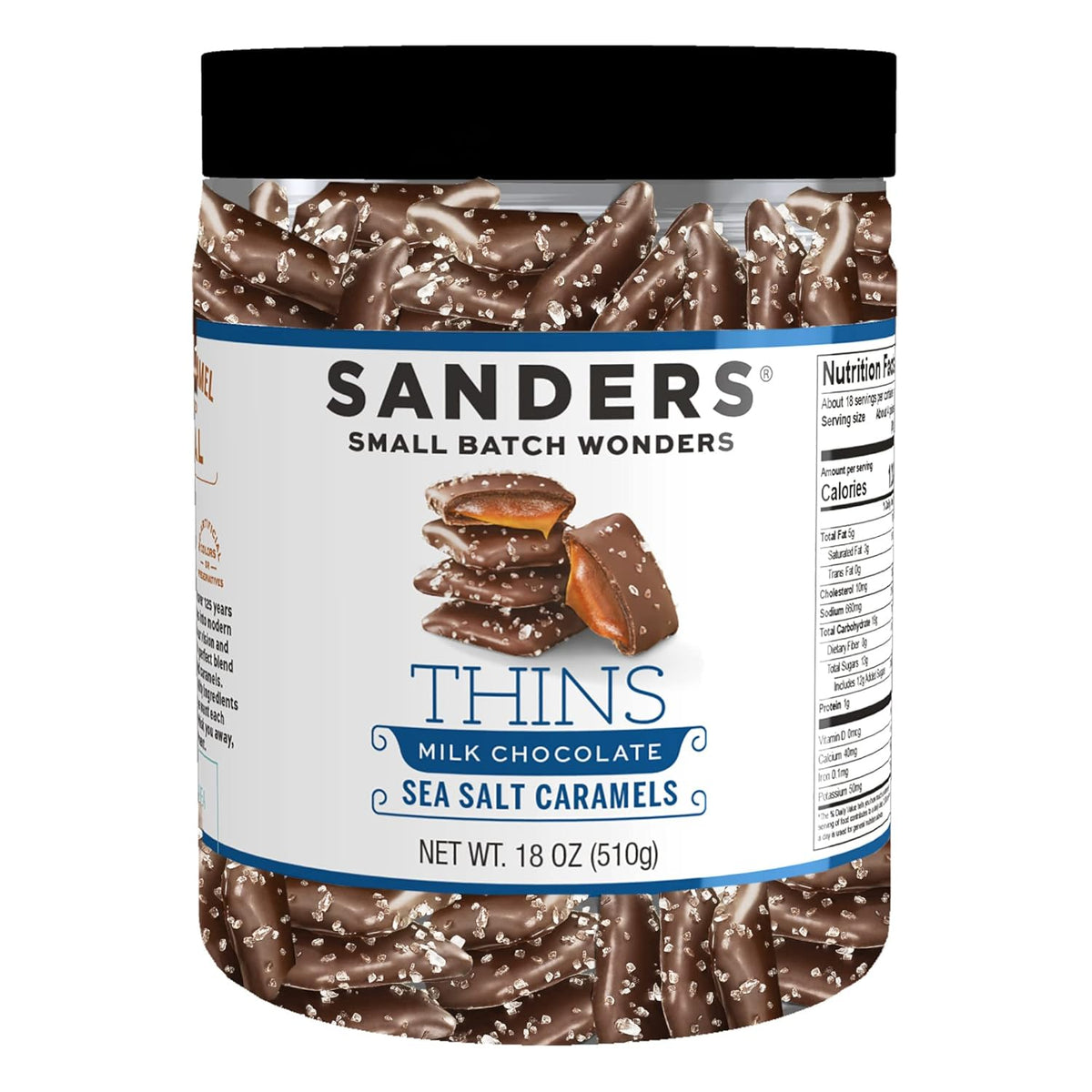 Milk Chocolate Sea Salt Caramel Thins - 18 oz. Tub E9398