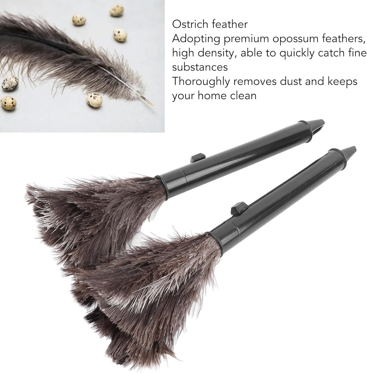Ostrich Feather Duster Retractable Extendable Handheld C902