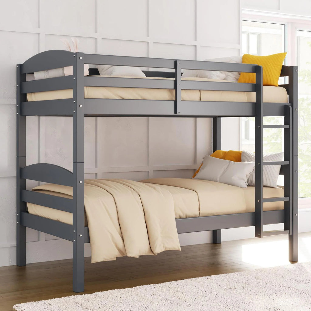 Solid Wood Twin-over-Twin Convertible Bunk Bed J8671