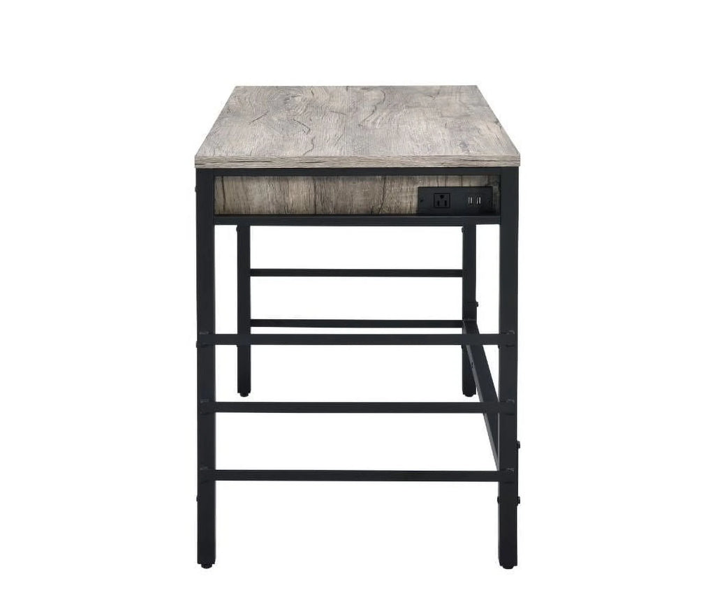Light Weathered Oak Black Writing Desk S6031