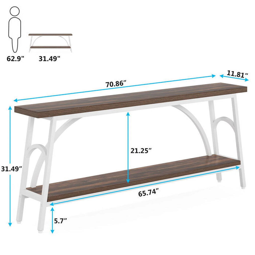 70.8” Narrow 2 Tier Wood Console Table T722
