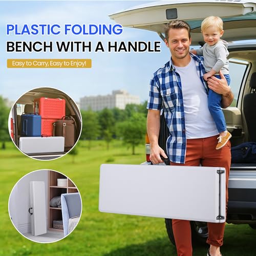 White 6ft Plastic Folding Bench H7373