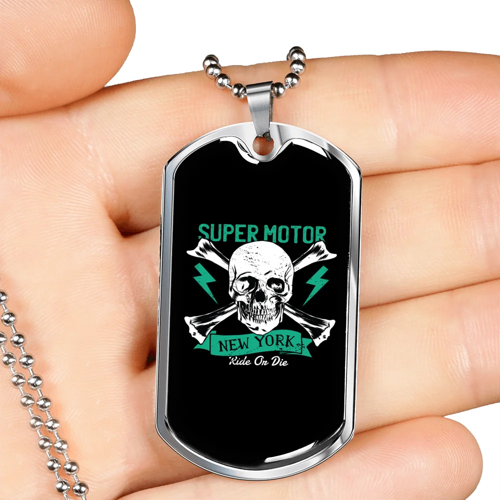 Stainless Steel or 18k Gold Dog Tag Necklace B774