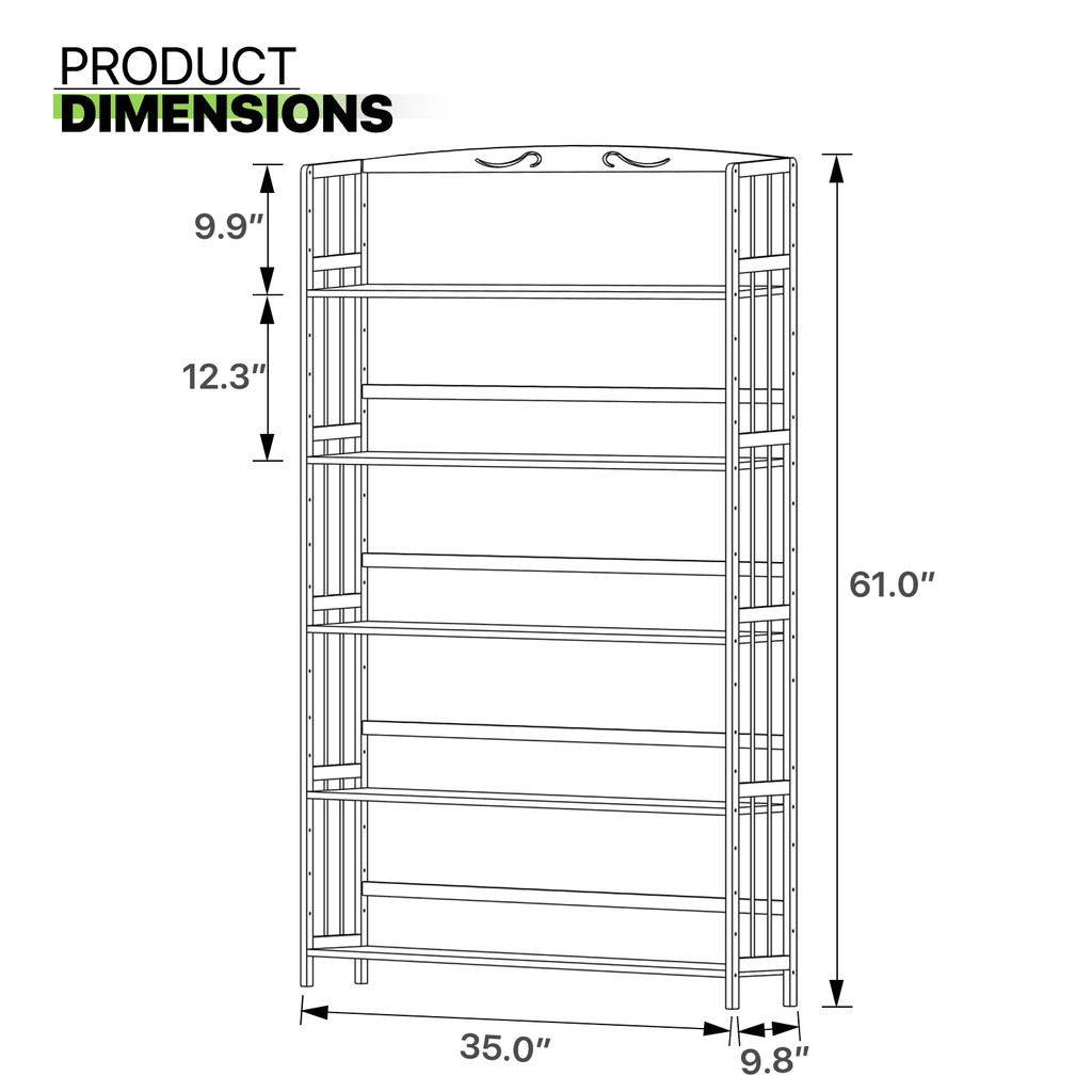 Bamboo 5 Shelves Adjustable Bookcase N340