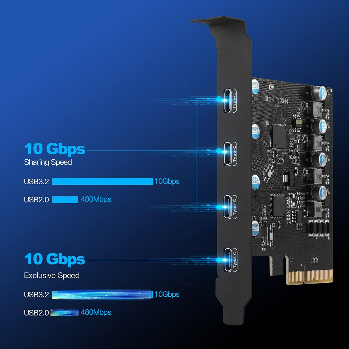 PCIe Gen3 x2 USB 3.2 4-Port Type C Expansion Card Z906695