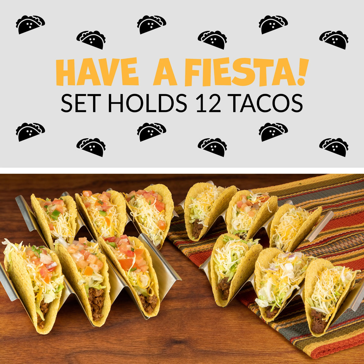 Stainless Steel 4-Piece Taco Holder Tray Set J1554
