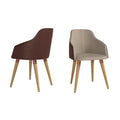 Brown Fabric Leather Accent Chair Set of 2 O96654