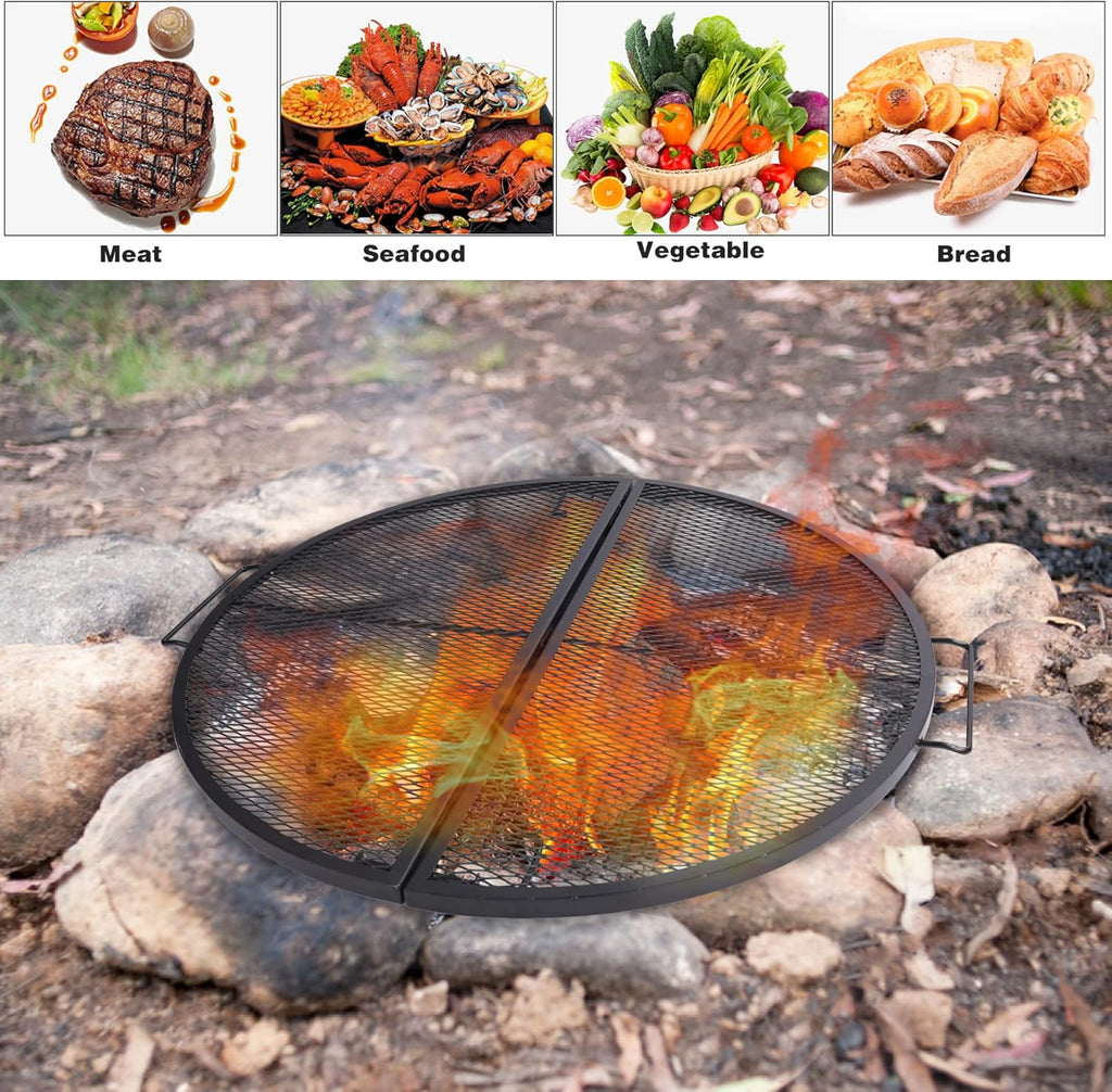 Black 30 Inch Heavy Duty Folding Round BBQ Grill Grate Y1569