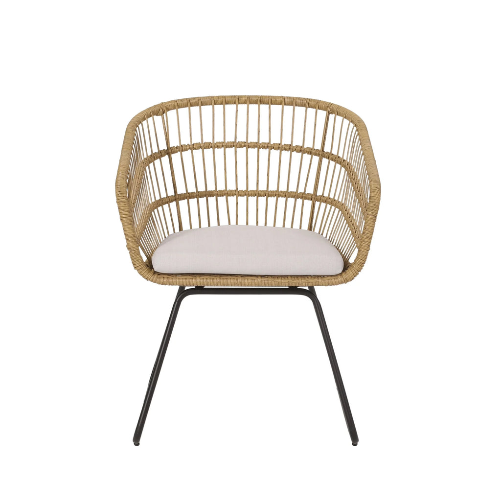 Wicker Outdoor Dining Chair with Cushion Set of 2 F119
