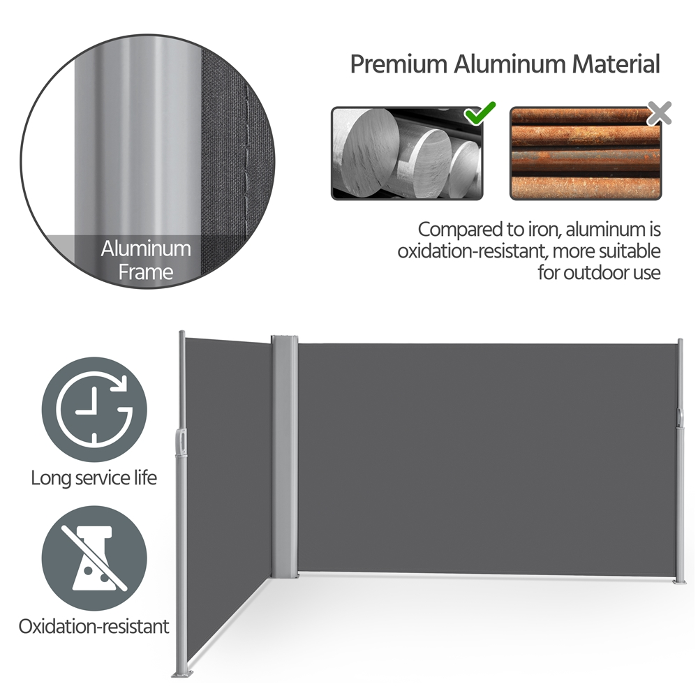 Dark Gray Retractable Screen Awning for Patio Garden D30237