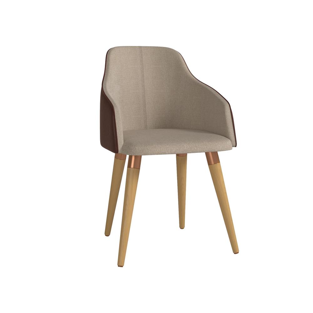 Brown Fabric Leather Accent Chair Set of 2 O96654