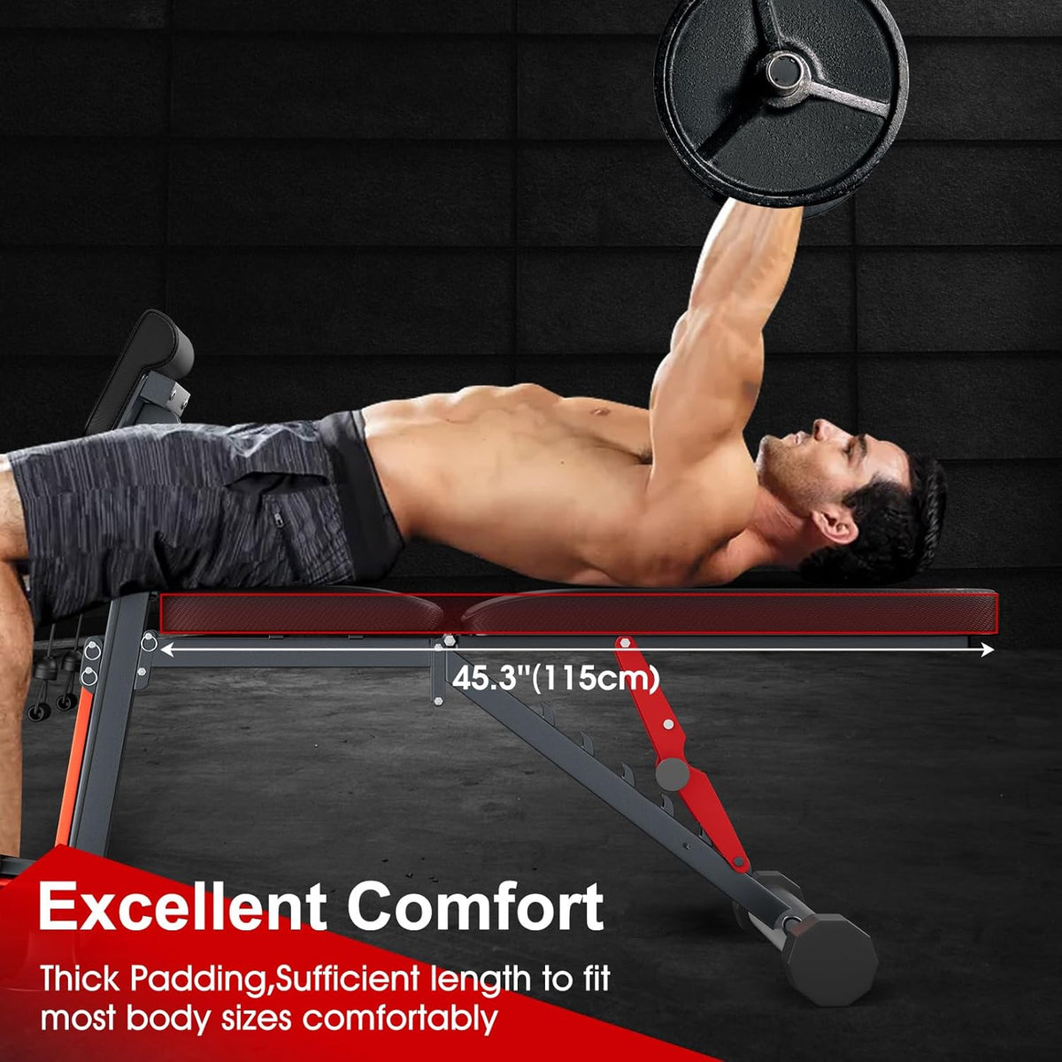 Adjustable Weight Bench, 800LBS Foldable Incline Decline Bench D281028