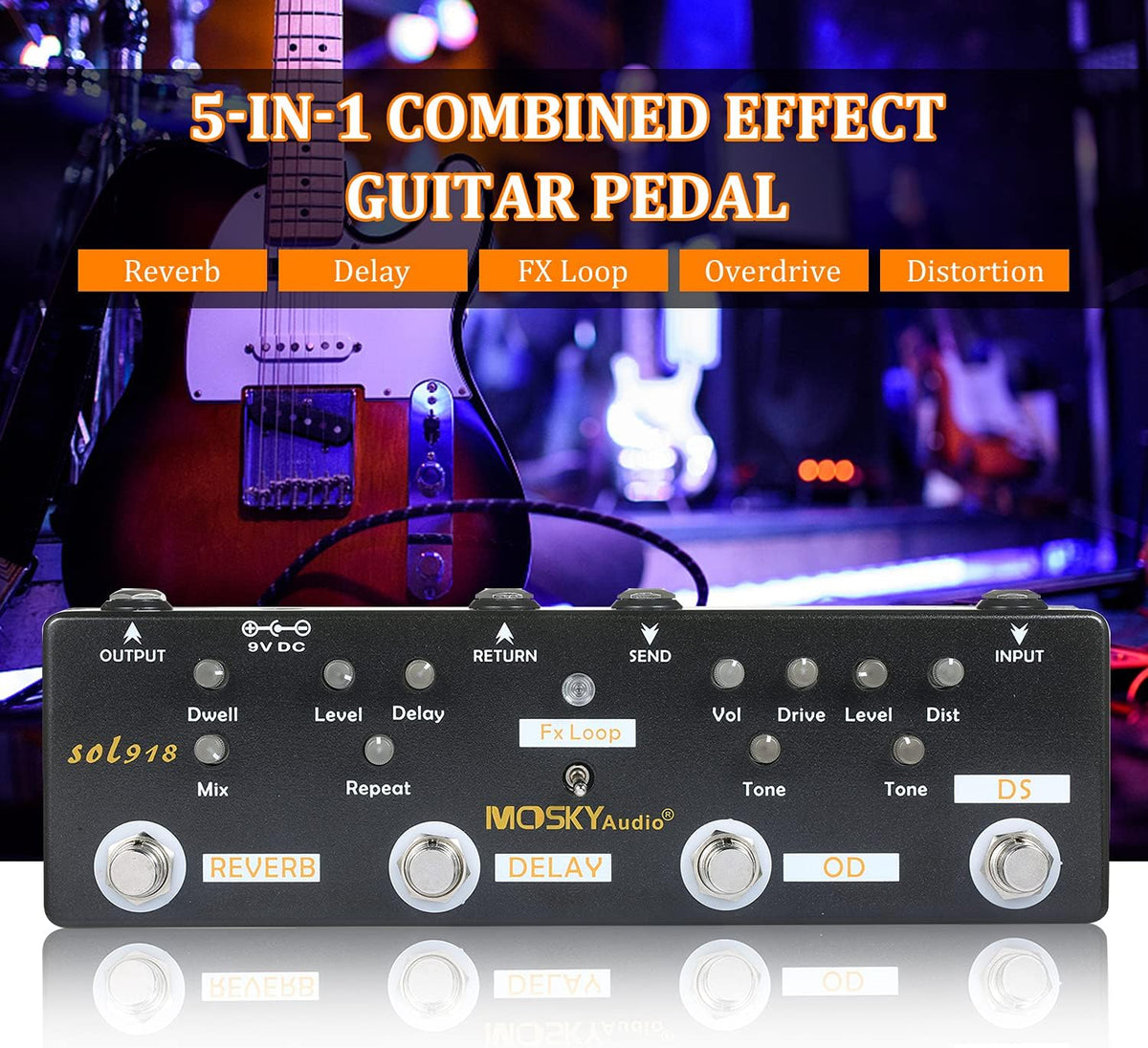 5-in-1 Multi Effect Guitar Pedal M629