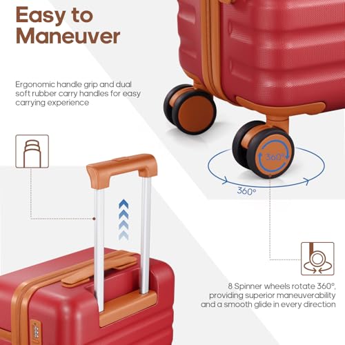 3 Piece PC Hardside Carry On Luggage Set with Spinner Wheels and TSA Lock X5449