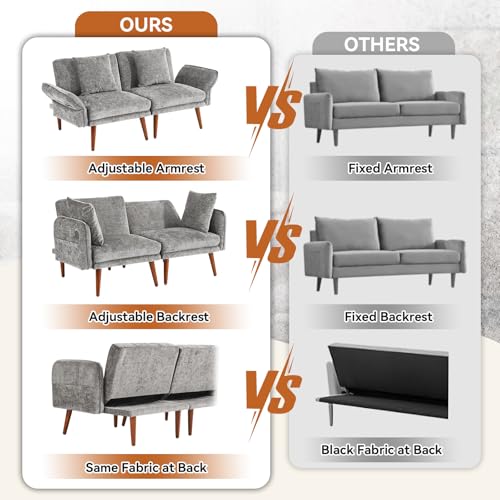 Grey Chenille 2 Seat Loveseat Sofa C6364