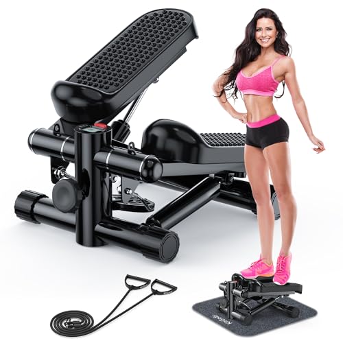 Mini Stepper with Resistance Bands, Adjustable Height Fitness Stepper Machine J814
