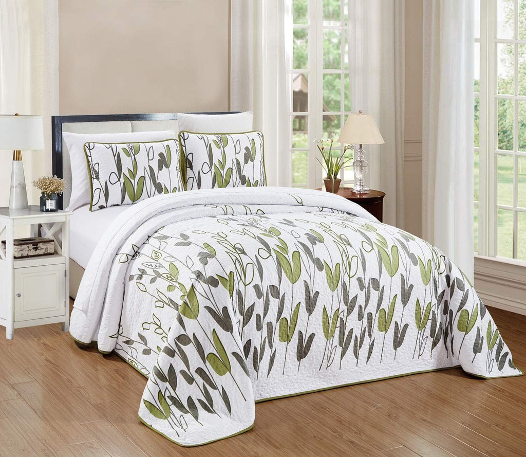 3-Piece Oversize Quilt Set Reversible Bedspread Coverlet Cal King Size N96909