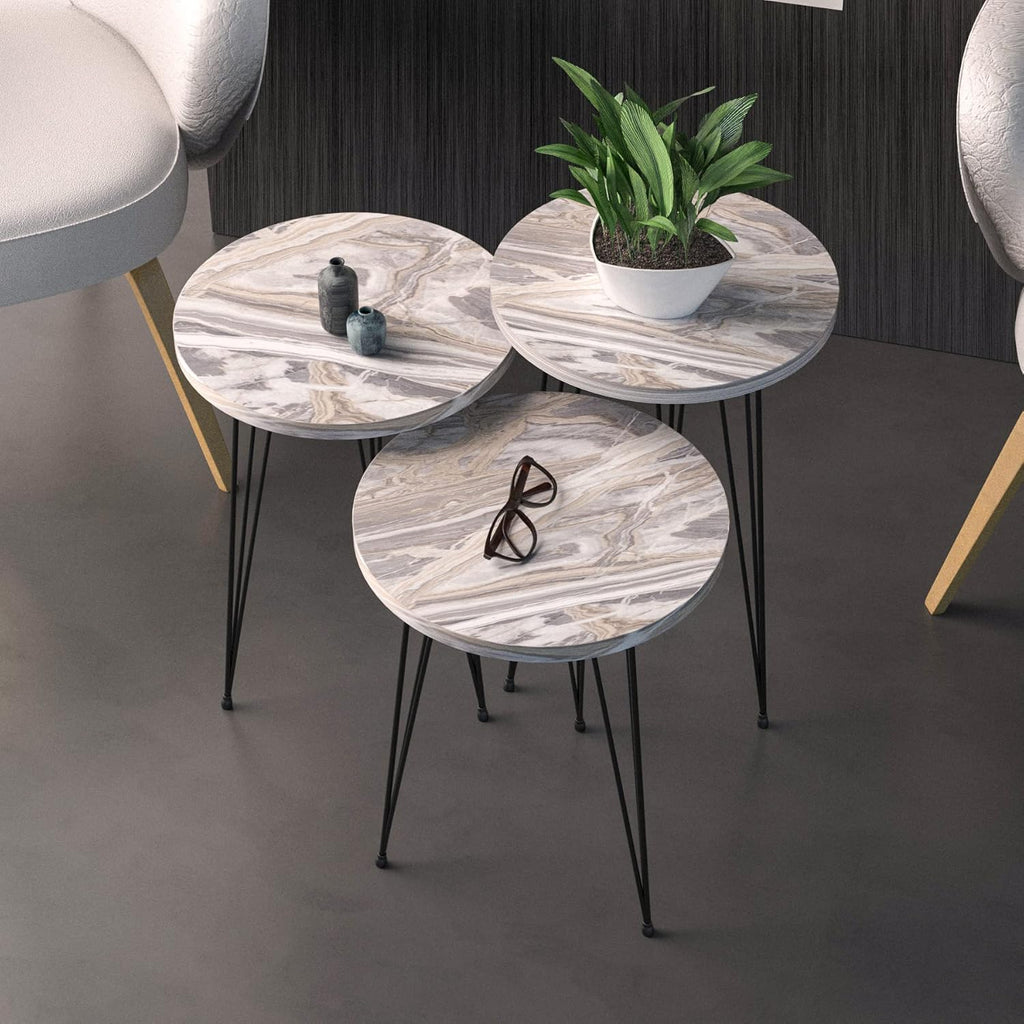 Set of 3 High Gloss Nesting End Tables Y121