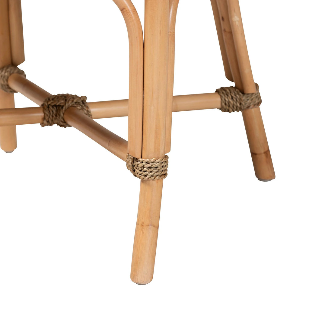 Natural Brown Woven Rattan Dining Arm Chair with Cushion U645