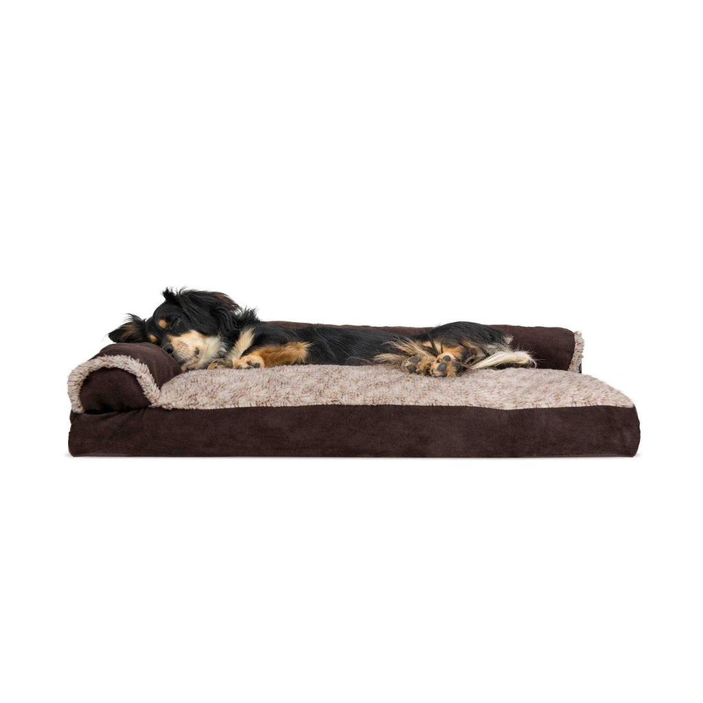 Two-Tone Faux Fur Suede Chaise Lounge Dog Bed X804