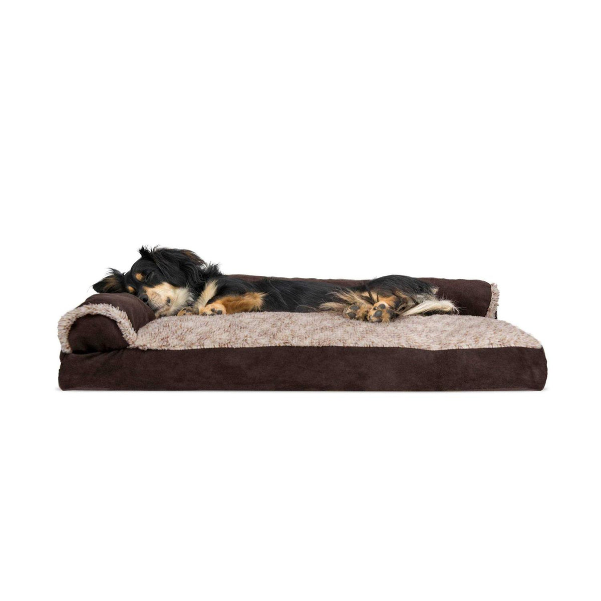 Two-Tone Faux Fur Suede Chaise Lounge Dog Bed X804