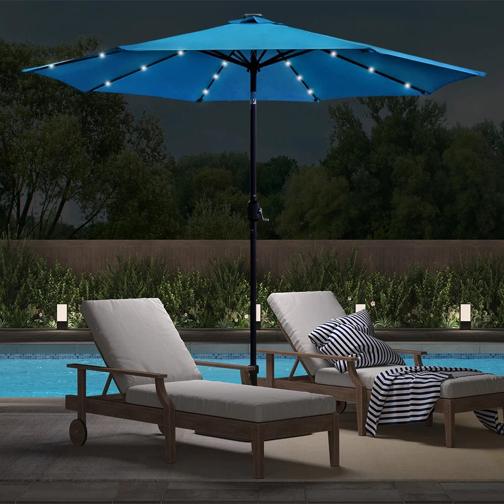 9ft Solar LED Lighted Patio Umbrella with Crank and Tilt M199848