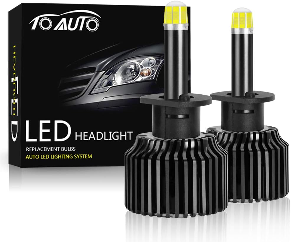 H1 LED Headlight Bulbs 60W 8 Sides CSP Chips 360 Degree 6000K 12000LM Conversion Kit Pack of 2 S23499
