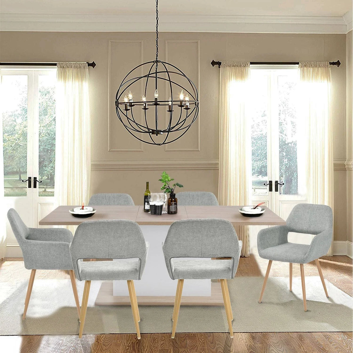 Linen Dining Chair (Set of 2) (Yellow) U400748